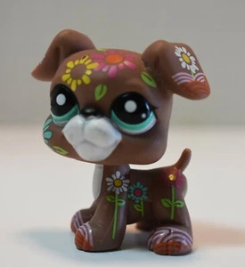 Littlest Pet Shop Boxer Dog LPS #1840 Flower Tattoo Postcard Blue Eyes  - Picture 1 of 12