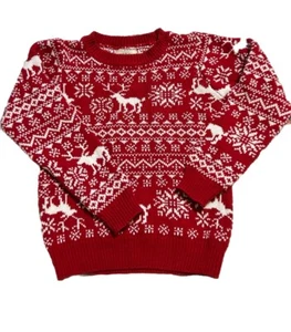 Stretch & Stone Sweater Size 5 Red White Nordic Fair Isle Holiday Christmas - Picture 1 of 4