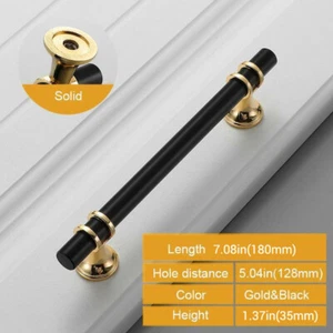 5" Black Gold Kitchen Cabinet Handles Bar Pulls Bathroom Drawer Knobs Wardrobe - Picture 1 of 6