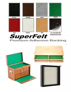 FILZ - SCHWARZ - SELBSTKLEBEND HINTERLEGT - SCHÜTZEND 12" Breite x 36" lang KUNSTHANDWERK - Bild 1 von 3