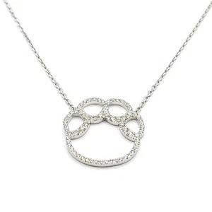 Collier patte or blanc 18 carats serti de diamants - Picture 1 of 4