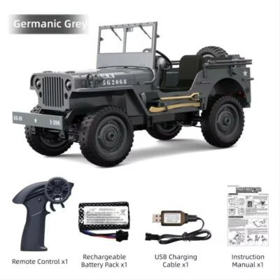 JJRC C8815 4WD RC Jeep 2.4G Off Road 50M Light Remote Controler Military Car - Image 1 of 4