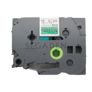 Paquete de 2 cintas de etiqueta negra sobre verde compatibles con Brother P-Touch TZ TZe 741 18 mm - Imagen 1 de 4