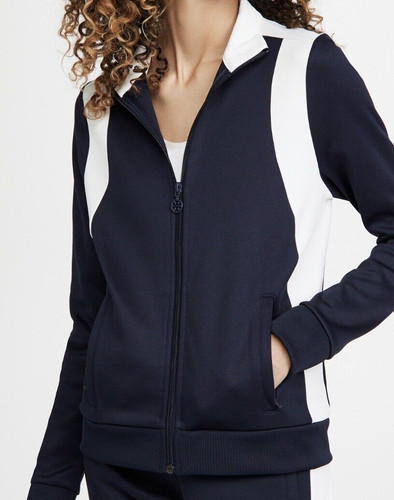 Giacca sportiva Tory Burch Color Block Track colore blu navy bianco neve taglia S nuova con etichette