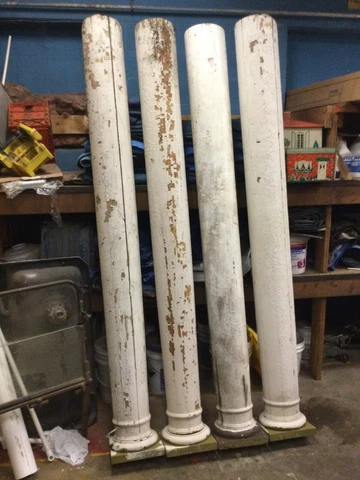 Two Round  Wood Porch Columns 94 1/2” Long 8” To 9 1/2” Diameter S/west Minn Cover