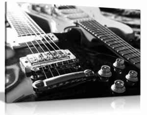 Electric Guitars Black & White Canvas Wall Art Picture Print - Picture 1 of 1
