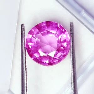 Zaffiro Rosa Naturale Certificato 7,07 Ct Pietra Preziosa Sciolta Zaffiro Forma Tonda Gemme - Foto 1 di 8