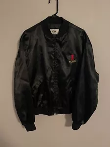 Vintage Michelob Beer Anheuser Busch Zip Black Satin Bomber Jacket - Men's XL - Picture 1 of 3