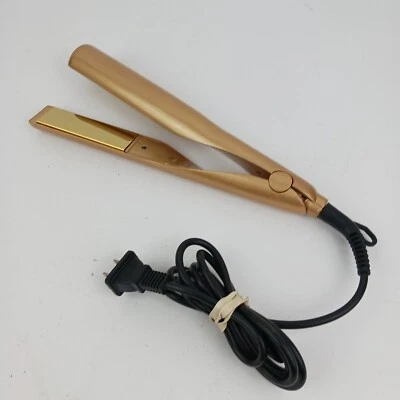 Womens Solid Golden Travel Size Electric Hair Styling/Straightener Flat Iron - Image 1 of 4