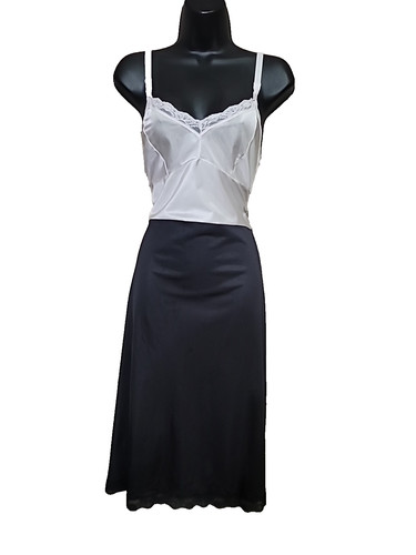 OFF WHITE Abito vintage SARAH SMITH taglia 40 bicolore slip antistatico nero sporco pizzo