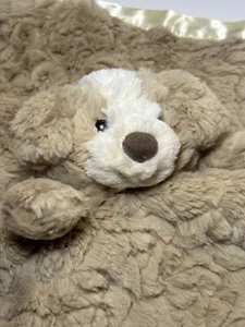 Mary Meyer Puppy Dog Security Blanket Lovey Brown Tan Cream Satin Trim Plush Toy - Picture 1 of 6