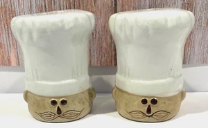 Vintage Keramik Pilz geformt Hut Koch Kopf groß Salz & Pfefferstreuer Set - Bild 1 von 9