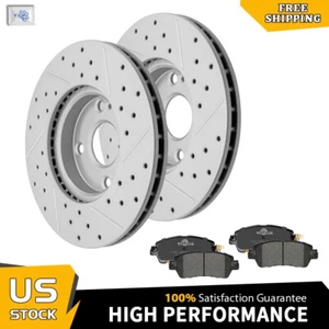 Front Drilled Rotors + Ceramic Brake Pads For Scion IA Toyota Yaris 2019 2020 - Picture 1 of 6