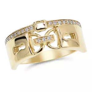 ANILLO ANCHO DE MANO DERECHA DE ORO AMARILLO 14K PAVIMENTO DIAMANTE CERRADURA DE CÓCTEL LLAVE OJO CERRADURA - Imagen 1 de 1