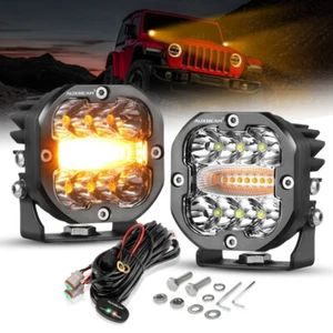 2X 3" LED Work Light White Spot Flood Amber Driving Indicator Fog Lamp Car Truck - Picture 1 of 12