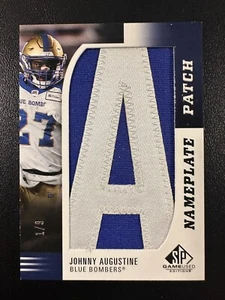 2021 CFL SP Game Used Nameplate Patch JOHNNY AUGUSTINE #N-JA #’d 1/9 - Picture 1 of 2