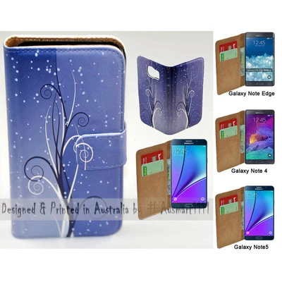 Funda tipo billetera con estampado de remolino azul para teléfono móvil Samsung Galaxy Note Series Foto 1 de 3