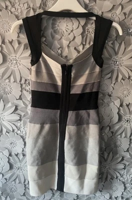 Size M/10 Black Short-sleeved Ombre Mini Bodycon Bandage Dress by Celeb boutique - Image 1 of 3