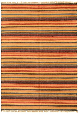 Traditional Vintage Hand Woven Carpet 4'2" x 6'1" Wool Kilim Area Rug - Image 1 of 4