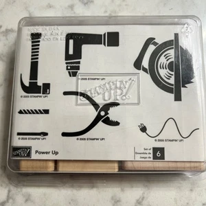 Stampin Up 2005 - Juego de 6 sellos Power Up construcción edificio sin usar NUEVO - Imagen 1 de 2