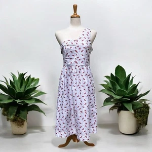 HD in Paris Anthropologie Watermelon Midi Dress Sz 8 White One Shoulder Fruit - Picture 1 of 11