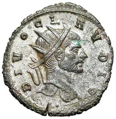 Divus Claudius II Gothicus Silvered Antoninianus "Two Pellets, Eagle" Rare - Image 1 of 4