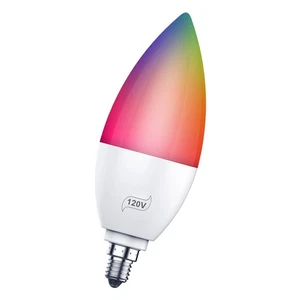 4W 110V Smart Light Bulbs E12 Base BT LEDs Candle Bulb 16 Million Colors HMLY - Picture 1 of 22