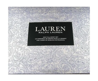 Juego de sábanas completas de algodón Lauren Ralph Lauren soma tinta azul cachemira 4P extra profundas... Foto 1 de 4