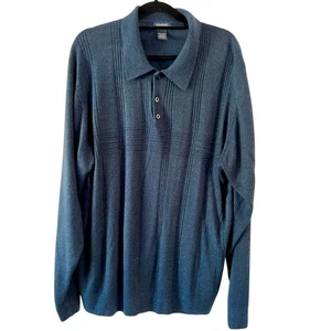 Dockers Mens Blue Collared Button Quarter Sweater Size 2XLT Pullover Soft - Picture 1 of 8