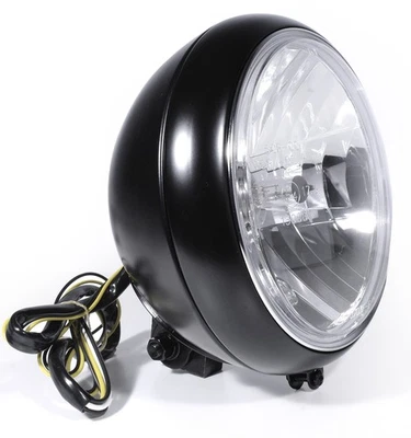 7" Scheinwerfer Schwarz H4 Transparent Custom für Harley Softail Universal ECE - Bild 1 von 4