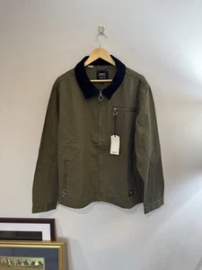 WeSC Zip Front “Station” Work Jacket, Olive Green w/ Black Collar, Men’s XL, NWT - Picture 1 of 10