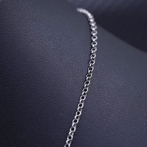18” 2mm, vintage sterling silver 925 oval circle chain necklace - Picture 1 of 7