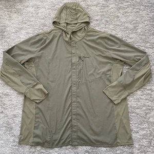 Simms Full Snap Button Gator Neck Hoodie Long Sleeve Tan Mens Size XXL Fishing - Picture 1 of 10