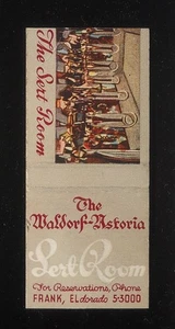 INTERNO anni '40 The Sert Room The Waldorf-Astoria telefono Frank NYC NY libro fiammiferi - Foto 1 di 2