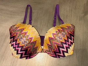 Frederick's of Hollywood Bra Purple Pink/Multi Chevron design38D Padded no tags - Picture 1 of 4