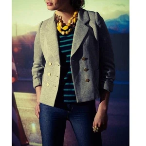 Anthropologie Cartonnier Blazer Jacket Bound to me Wool Double Breasted Gray S - Picture 1 of 11