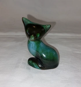 Vtg Blue Mountain Pottery Redware Art Pottery Sitting Fox Figurine Teal VGC - Bild 1 von 5