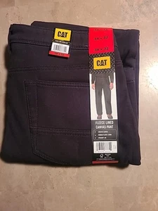 CAT Caterpillar Workwear Pants Men 34 x 32 Black Fleece Lined Canvas NWT - Picture 1 of 2