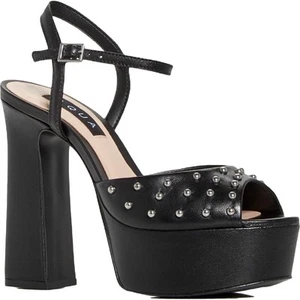 Aqua Womens Cullen Black Heels Platform Sandals Shoes 10 Medium (B,M) BHFO 1131 - Picture 1 of 5