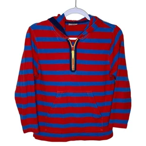 HANNA ANDERSSON Terry Sweater Boy's 140 US 10 Red Striped Hoodie Cotton 1/4 Zip - Picture 1 of 7