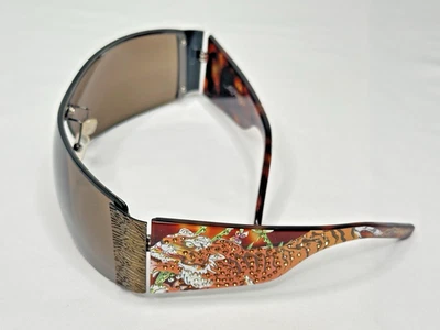 Ed Hardy EHS009 Tortoise 120 Rimless Sunglasses Jeweled Tiger - Great Condition! - Image 1 of 4