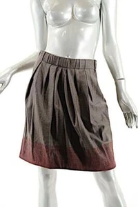 GUNEX for Brunello Cucinelli Brown/Wine Wool Blend Pleat/Elastic Skirt - I44/US8 - Picture 1 of 4