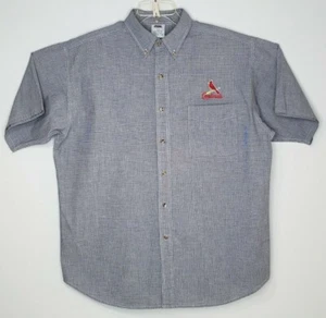 St. Louis Cardinals CSA Button Up Short Sleeve Shirt Men's Large Embroidered - Afbeelding 1 van 6