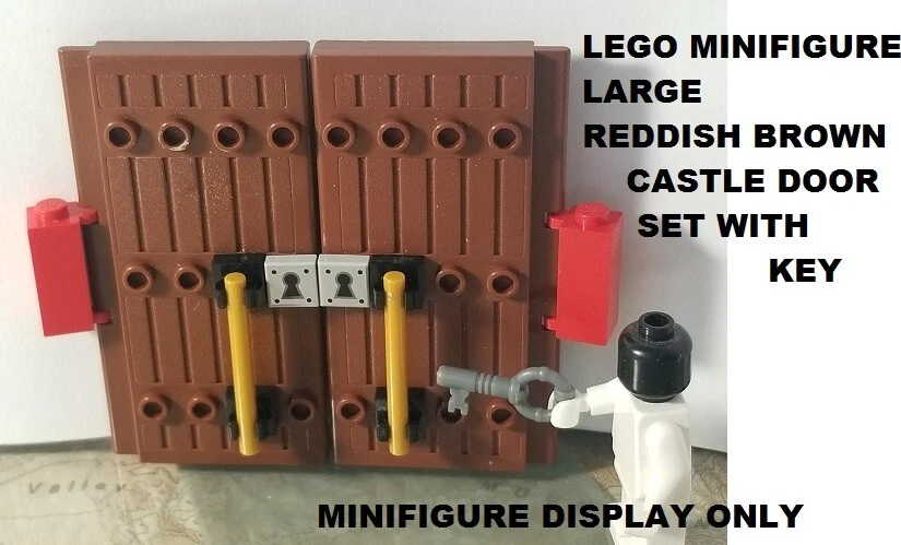 LEGO Minifigure Reddish Brown Giant Hobbit Castle Doors with Hinges Ready Gothic - Image 1 of 1