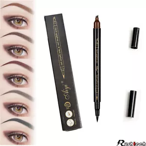 2-In-1 Microblading Tattoo Eyebrow Eyeliner Pen Pencil Long Last 3D Fork Makeup - Picture 1 of 7