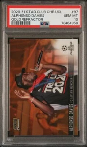 ALPHONSO DAVIES 2020-21 STADIUM CLUB CHROME UCL GOLD REFRACTOR 5/50 PSA 10 GEM - Picture 1 of 2
