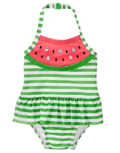 Traje de baño Gymboree verde a rayas sandía de una pieza niña pequeña 2T NUEVO Foto 1 de 1