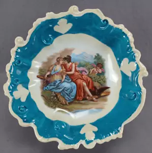 Victoria Austria Artemis Diana Neoclassical Scene Dark Turquoise 9 1/2 Inch Bowl - Picture 1 of 11