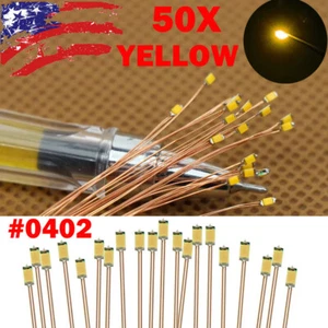 50PC Pre Wired Yellow #0402 SMD LEDs Lighting Kits Pre-soldered Micro LEDs US - Picture 1 of 14