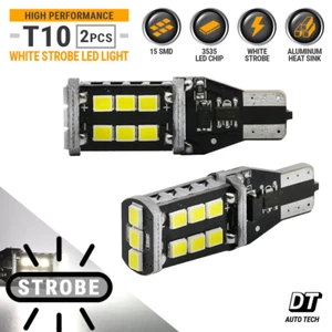 T10/192/168 Flash Strobe White LED High Mount Stop 3RD Brake Light Bulbs - Picture 1 of 7